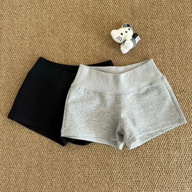 American Street Sexy Gray Shorts for Women 2026 Summer New Slim Fit Jorts Y2k Grunge Low-waist Casual Hot Short Pants