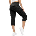 Quick Dry Fabric Women’s Hiking Pants Lightweight Feel Elastic Waistband Capri Pants Multiple Pockets Cropped Length Cargo Pants